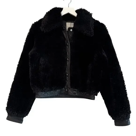 Sandro Fauny Faux Leather Leather Jacket Black - Picture 5 of 12